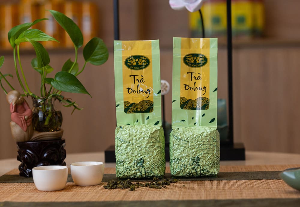 Một mẫu trà Oolong Bảo Lộc của thương hiệu Trà Rồng Vàng